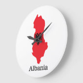 アルバニア国旗と国 ラージ壁時計 (傾斜)