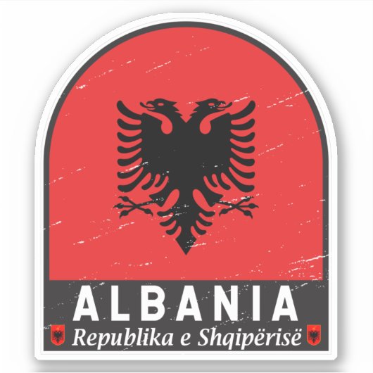 アルバニア国旗のエンブレム動揺して シール (正面)