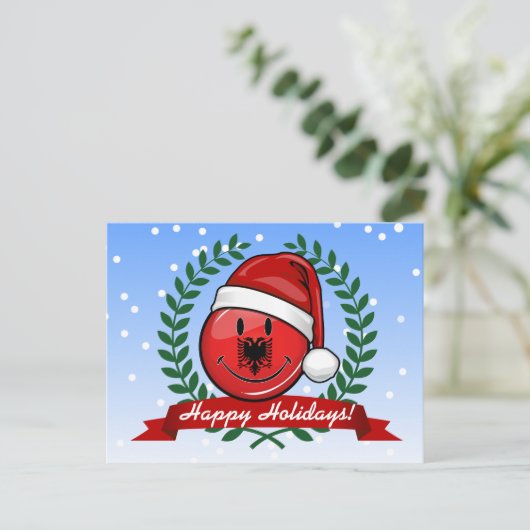 アルバニア国旗のクリスマススタイル シーズンポストカード (スタンド正面)