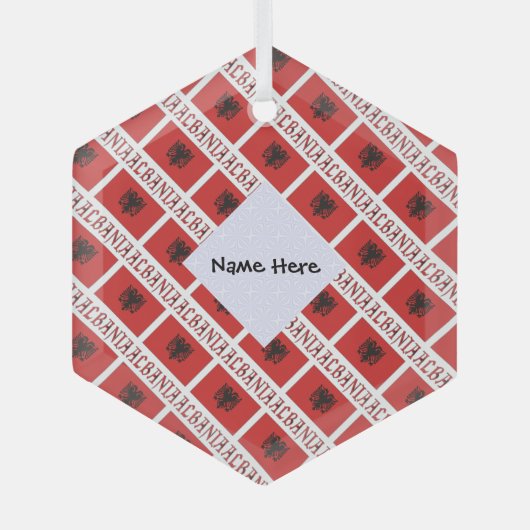 アルバニア国旗のタイル貼りパーソナライズされた ガラスオーナメント (正面)