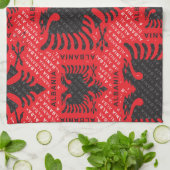 アルバニア国旗のパターン2 キッチンタオル (折り畳み)