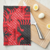 アルバニア国旗のパターン2 キッチンタオル (四つ折り)