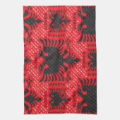 アルバニア国旗のパターン2 キッチンタオル (縦)