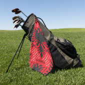 アルバニア国旗のパターン2 ゴルフタオル (グリーン)