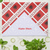 アルバニア国旗の赤いタイルパーソナライズされた キッチンタオル (折り畳み)