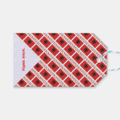 アルバニア国旗の赤いタイルパーソナライズされた ギフトタグ (正面(横))