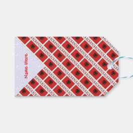 アルバニア国旗の赤いタイルパーソナライズされた ギフトタグ