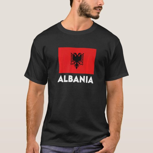 アルバニア国旗の赤黒 Tシャツ (正面)