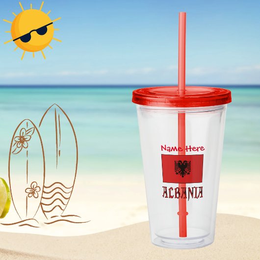 アルバニア国旗の赤（個人設定） アクリルタンブラー
