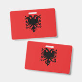 アルバニア国旗を持つ名前バッジ バッジ (正面＆裏面)