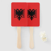 アルバニア国旗を掲げたハンドファンのセット ハンドファン (正面&裏面)