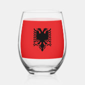 アルバニア国旗を掲げたワイングラス ステムなしワイングラス (裏面)