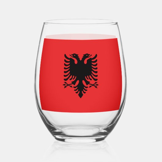 アルバニア国旗を掲げたワイングラス ステムなしワイングラス (裏面)
