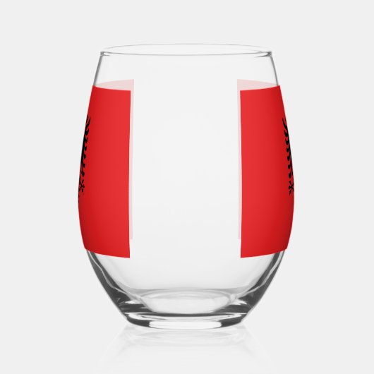 アルバニア国旗を掲げたワイングラス ステムなしワイングラス (右)