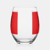アルバニア国旗を掲げたワイングラス ステムなしワイングラス (左)
