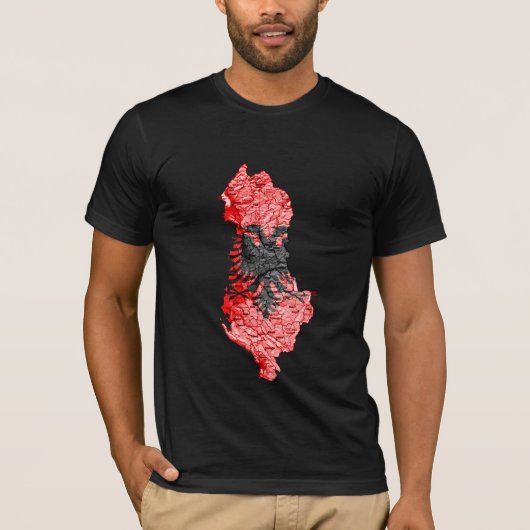 アルバニア国旗カラーマップTシャツ Tシャツ (正面)