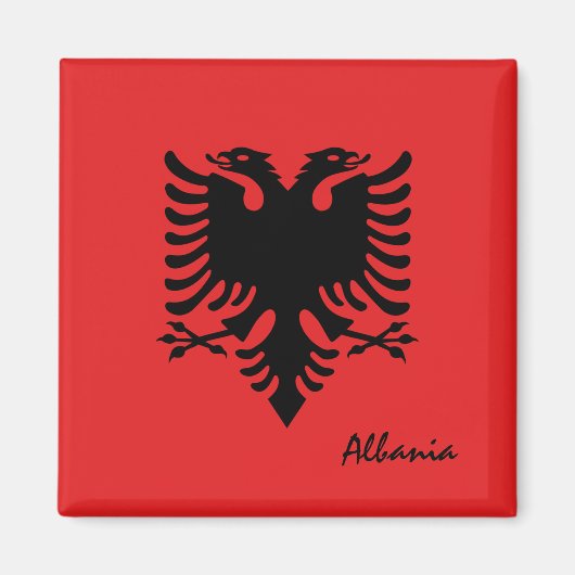 アルバニア国旗&アルバニア旅行、休日/スポーツ マグネット (正面)