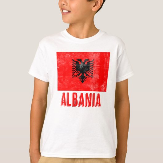 アルバニア国旗"グランジルック Tシャツ (正面)