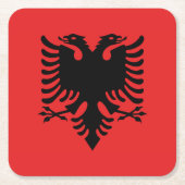 アルバニア国旗 スクエアペーパーコースター (正面)