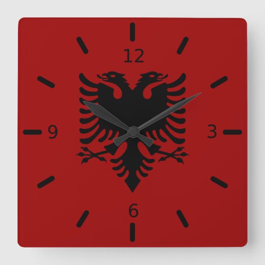 アルバニア国旗      スクエア壁時計 (正面)