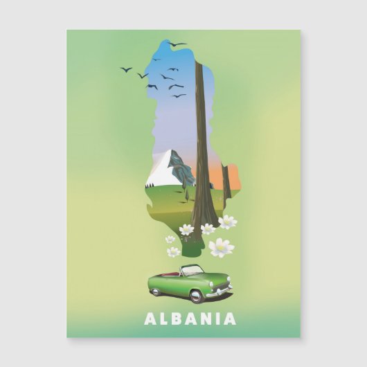 アルバニア地図 イラスト旅行ポスター (正面)