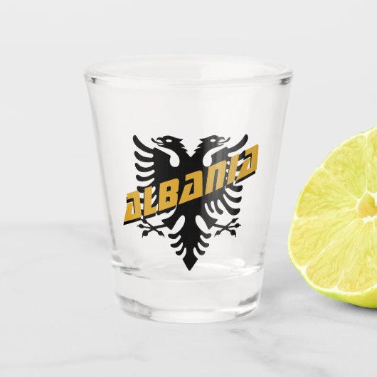 アルバニア愛国的パーティー&アルバニア国旗 ショットグラス (正面)