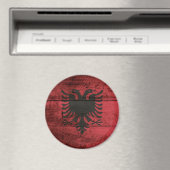 アルバニア旧木目に国旗 マグネット (インサイチュ (食洗機))