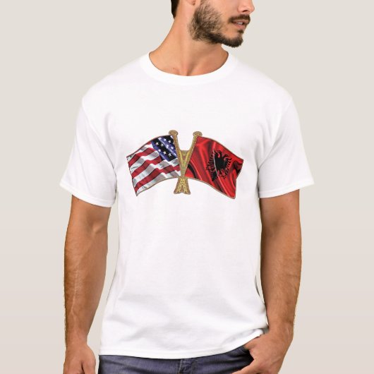 アルバニア米国の友情の旗 Tシャツ (正面)