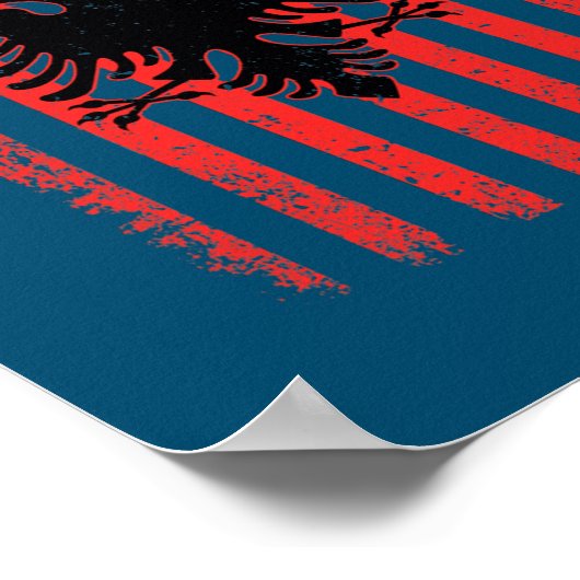 アルバニア米国国旗と愛国的なアメリカのアルバニア国旗 ポスター (角)