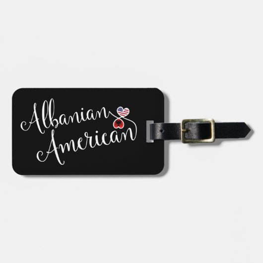 アルバニア系アメリカ人の絡み合ったハートラゲージタグ ラゲッジタグ (正面横)