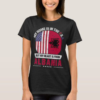アルバニア系アメリカ人ハートはアルバニア産 Tシャツ