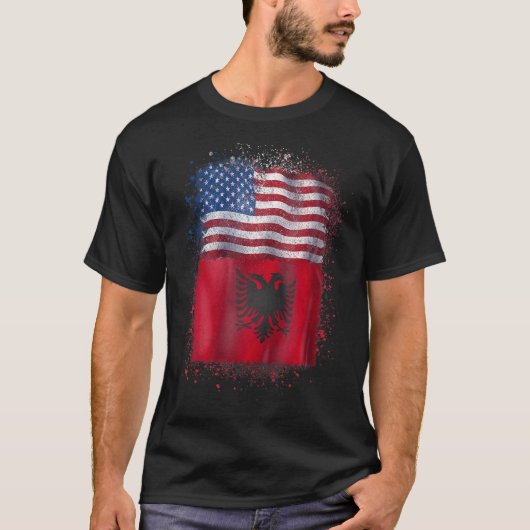アルバニア系アメリカ人ラブアルバニアとアメリカ Tシャツ (正面)