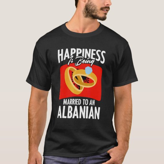 アルバニア結婚した国旗に幸せが訪れる Tシャツ (正面)