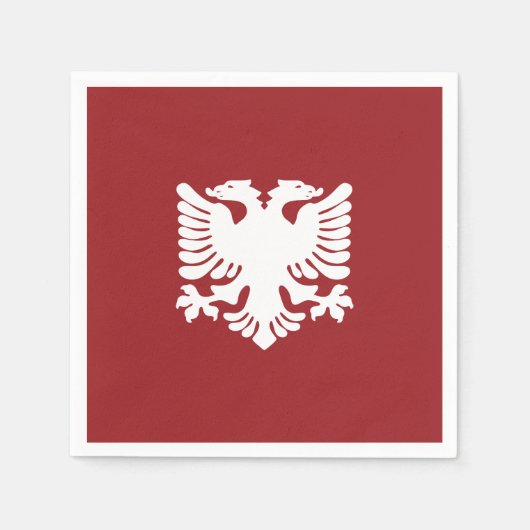 アルバニア赤と白イーグル紙ナプキンス スタンダードカクテルナプキン (正面)