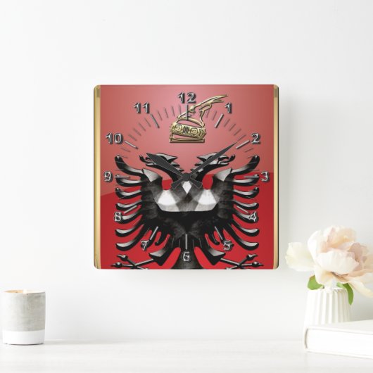アルバニア軍服 スクエア壁時計 (ホーム)