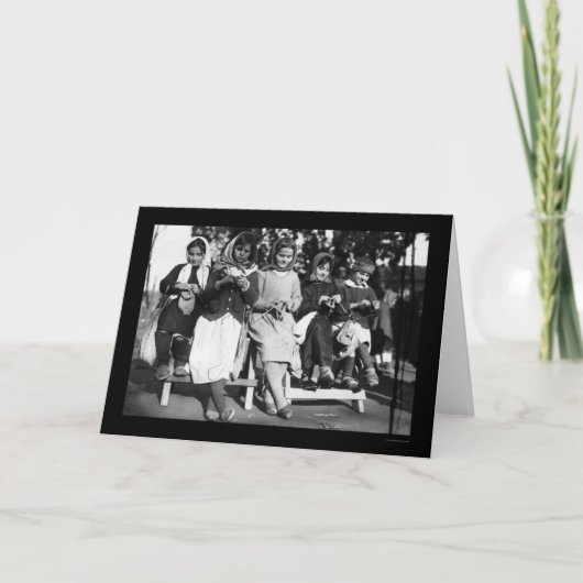 アルバニア1923年で編んでいる女の子 カード (正面)