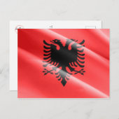 アルバニア – なびくアルバニア国旗 –  ポストカード