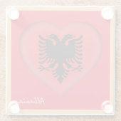 アルバニア&アルバニア国旗のハート/パーティーダイニング ガラスコースター (裏面)