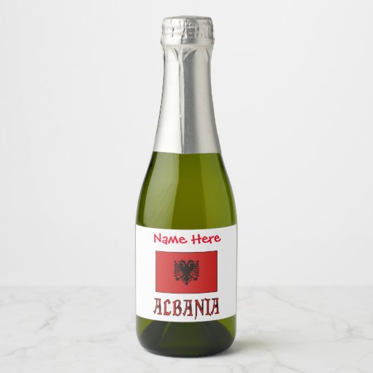 アルバニア アルバニア国旗 赤 カスタマイズ スパークリングワインラベル (正面)