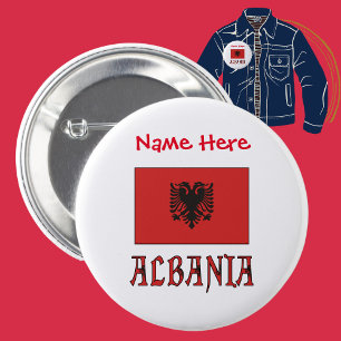 アルバニア アルバニア国旗 赤 カスタマイズ 缶バッジ