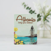 アルバニア・カメラ・ヴィンテージ旅行ポスター ポストカード (スタンド正面)