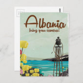 アルバニア・カメラ・ヴィンテージ旅行ポスター ポストカード (正面/裏面)