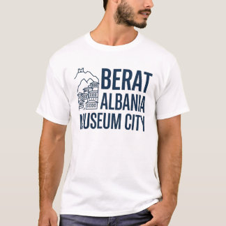 アルバニア・ベラトのミニマルなオスマン建築都市Tシャツ Tシャツ
