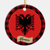 アルバニア、レッドバッファロープレイド&アルバニア国旗 セラミックオーナメント (正面)