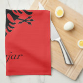 アルバニパーソナライズされたアの両頭のワシの旗 キッチンタオル (四つ折り)