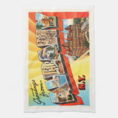 アルバニーニューヨークNYの古いヴィンテージ旅行記念品 キッチンタオル (縦)