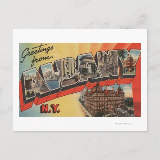 アルバニー, ニューヨーク - 大きな文字のシーン 2 ポストカード (正面)