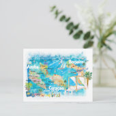 アルバボネアキュラソー図解入りの、写真付きのアイランドトラベル ポストカード (スタンド正面)