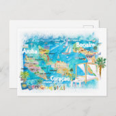 アルバボネアキュラソー図解入りの、写真付きのアイランドトラベル ポストカード (正面/裏面)