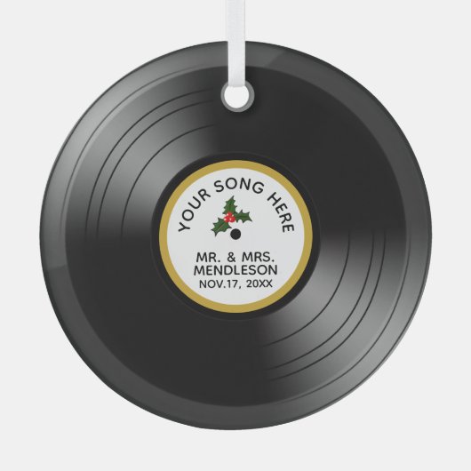 アルバムのパーソナライズされたクリスマスセラミックまたは名前 ガラスオーナメント (正面)